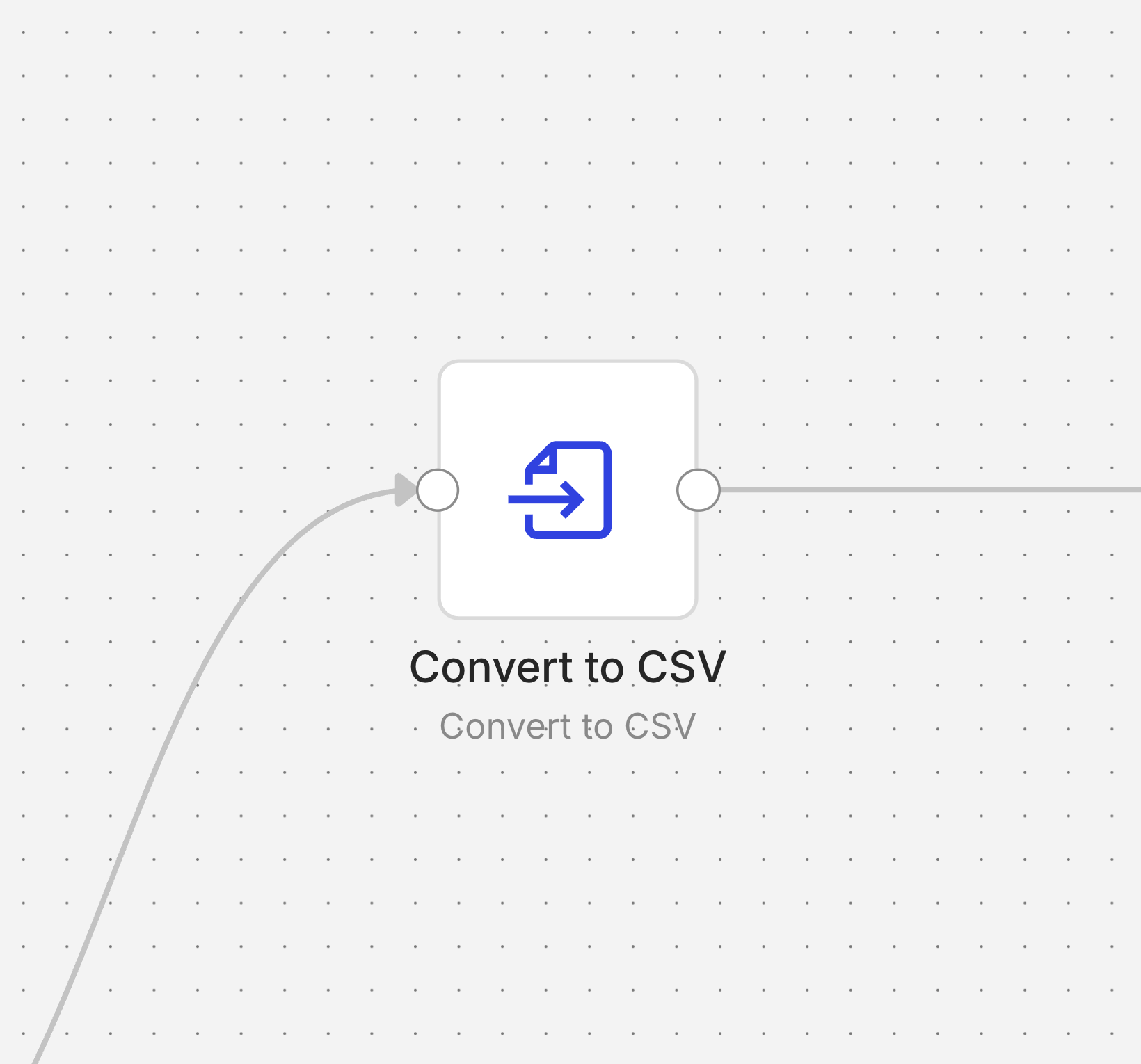 Convert to CSV node screenshot